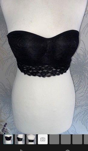 Black lace bandeau bra - , padded